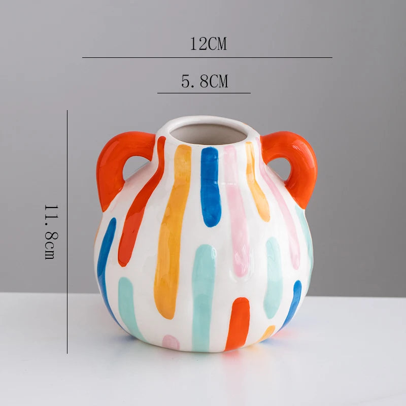 Aesthetic Ceramique Blanc Vase Rustic Kawaii Modern Minimalist Vase Bedroom Ornaments Vasi Per Fiori Home Decoration Living Room